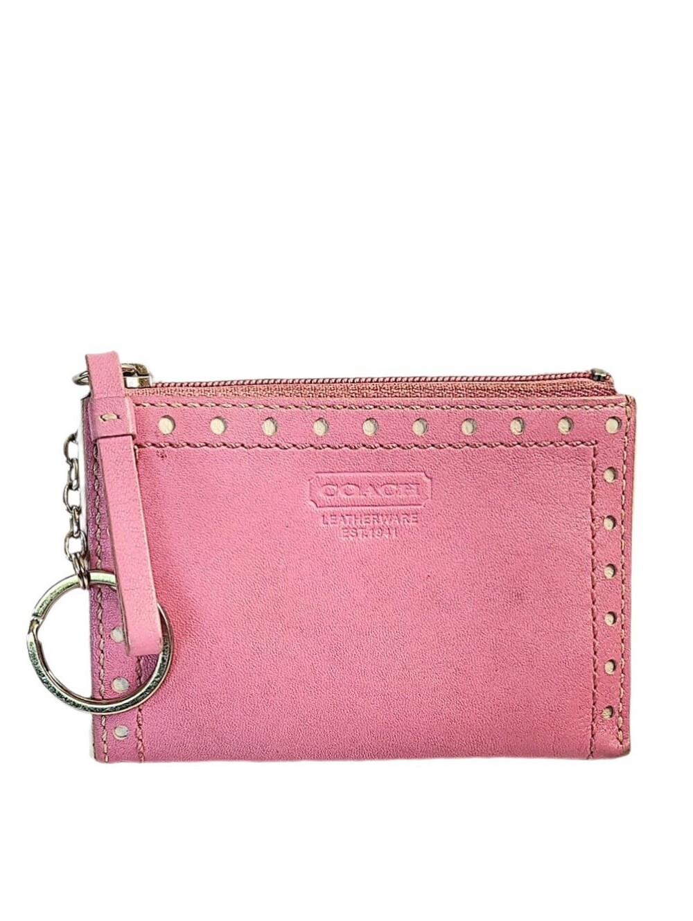 🆕 Vintage Y2K Coach SoHo Orchid Pink Leather Skinny Mini Keychain Card Holder
